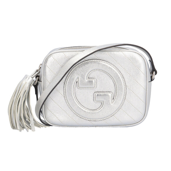 Gucci Handbags - GUCCI Authentic Silver Leather Shoulder Bag